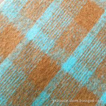 Woolen Boucle Plaid  with long brushing fabric